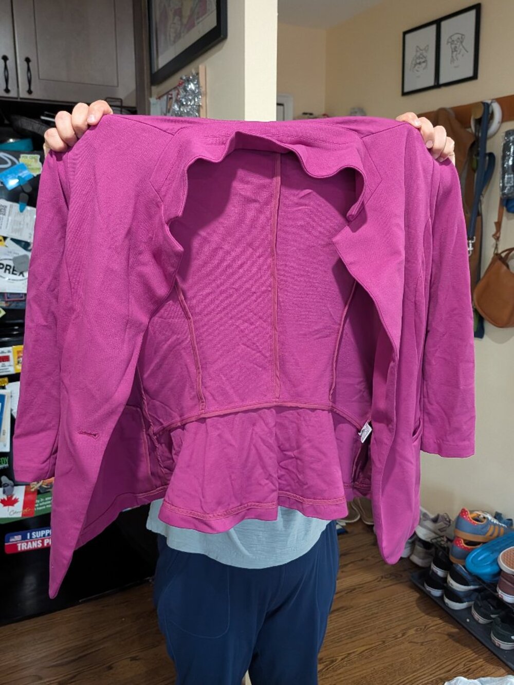 41 Hawthorn Magenta Pink Open Front Peplum Ponte Knit Blazer L